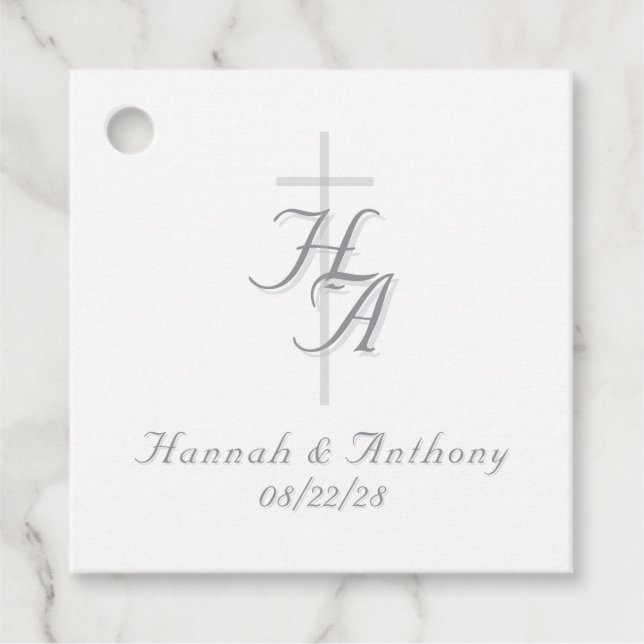 The Refined Catholic Silver & White Wedding Geschenkanhänger (Vorderseite)