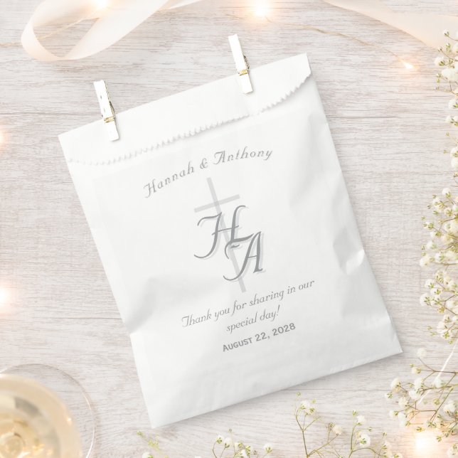The Refined Catholic Silver & White Wedding Geschenktütchen (Ausgeschnitten)