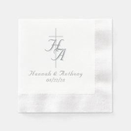 The Refined Catholic Silver & White Wedding Serviette