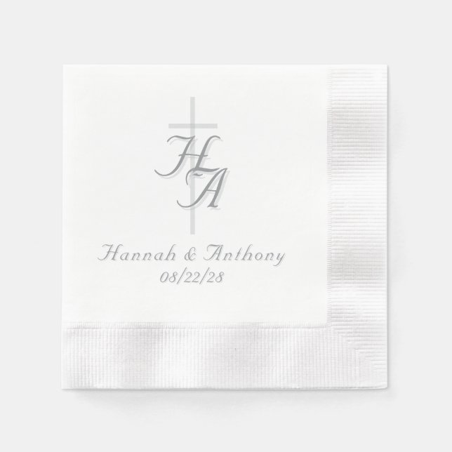 The Refined Catholic Silver & White Wedding Serviette (Vorderseite)