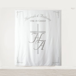 The Refined Catholic Silver & White Wedding Wandteppich