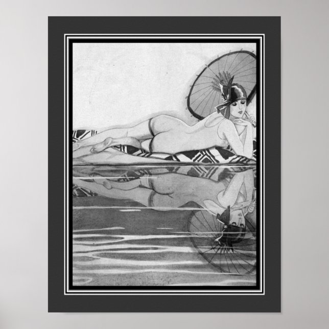 "The Reflection" 1923 Art Déco von Jacque Declerc Poster (Vorne)