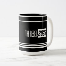 The Reset 2026 Minimal Schwarz-Weiß-Tasse