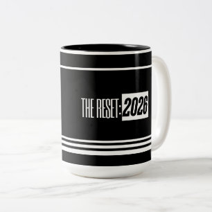 The Reset 2026 Minimal Schwarz-Weiß-Tasse Zweifarbige Tasse