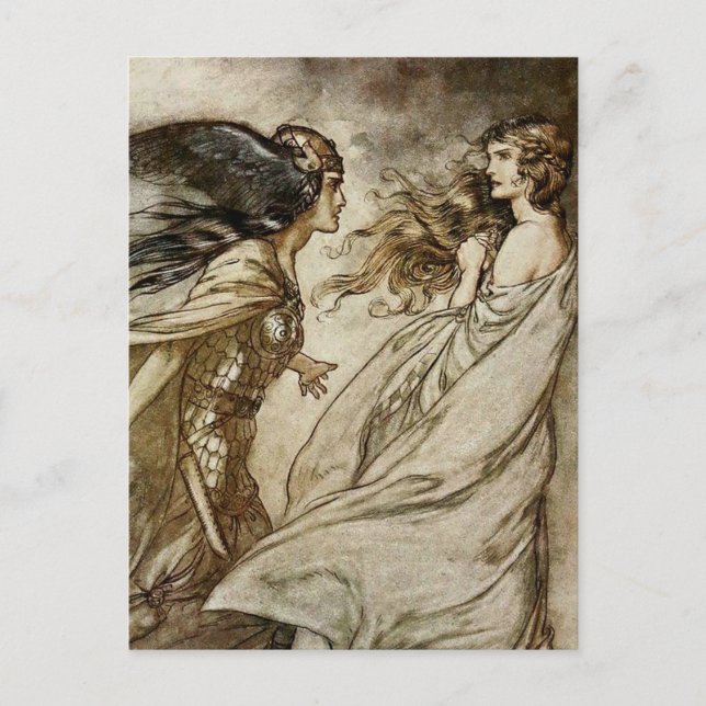 "The Ring - Flying it Away" von Arthur Rackham Postkarte (Vorderseite)