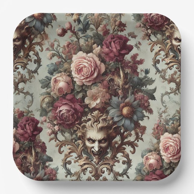 🌺 The Riot to Bloom - Gotisches Barock Pappteller (Vorderseite)