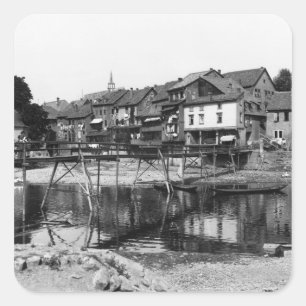 The River Nahe, Bad Kreuznach, c.1910 Quadratischer Aufkleber