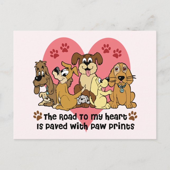 The Road to My Heart is Paved with Paw Prints Postkarte (Vorderseite)