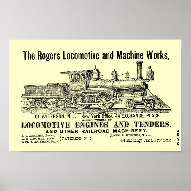 The Rogers Locomotive Works, Paterson, N.J.1870 Poster (Vorne)