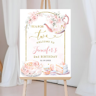Thé rose floral pour deux Affiches de bienvenue d'