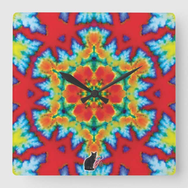 The Rosey Kaleidoscope Quadratische Wanduhr (Vorderseite)