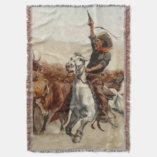 The Roundup Western Art von Frederic Remington Decke (Vorderseite Vertikal)