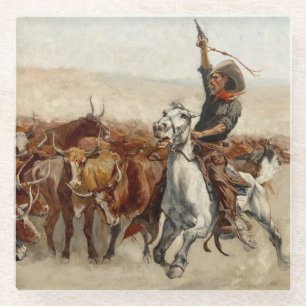 The Roundup Western Art von Frederic Remington Glasuntersetzer