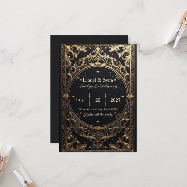 The Royal Choice: "Royal Baroque Wedding Invitatio Einladung (Vorderseite/Rückseite Beispiel)
