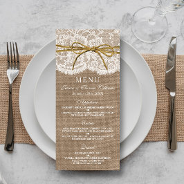 The Rustic Twine Bow Wedding Collection - Menü Menükarte