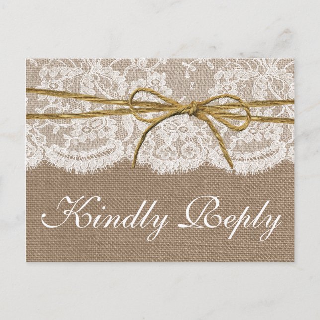 The Rustic Twine Bow Wedding Collection - UAWG Einladungspostkarte (Vorderseite)