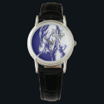 The Sacred Moment eWatch Watch Armbanduhr<br><div class="desc">This expressive portrait depicts Jesus Christ in a moment of deep and humble prayer. The artwork is rendered with soft blue and white tones to create a peaceful, heavenly atmosphere. The cool colors symbolize purity, faith, and spiritual calm, while the highlights represent divine presence and hope. This portrait focuses on...</div>