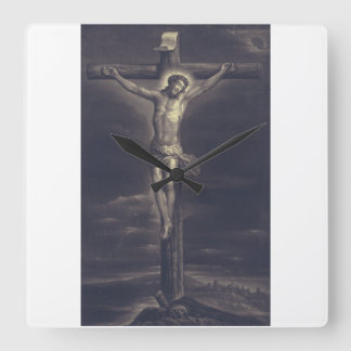 The Sacred Passion Black and White Fine Art  Quadratische Wanduhr
