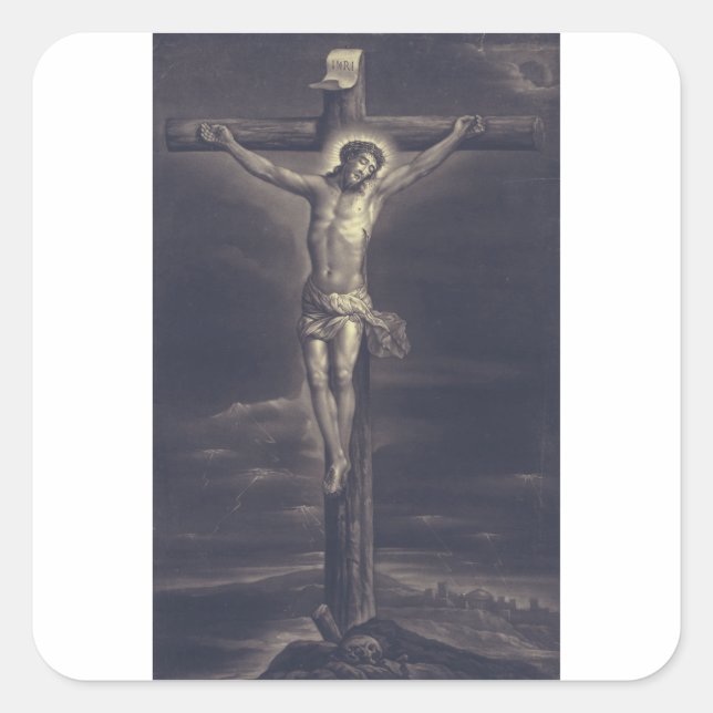 The Sacred Passion Black and White Fine Art  Quadratischer Aufkleber (Vorderseite)