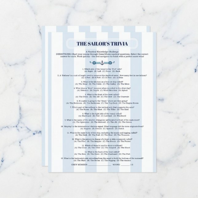 The Sailor’s Trivia Challenge (Fun for your marine crew.)