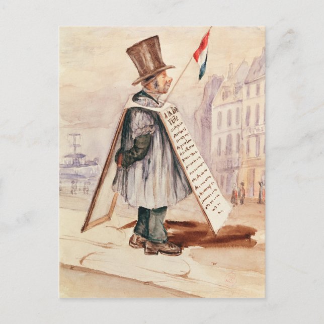 The Sandwich Board Man, Boulevard du Temple, 1839 Postkarte (Vorderseite)