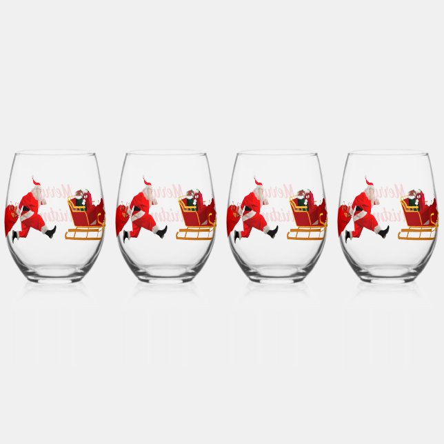 The Santa Claus Hustle Drinkware Set Weinglas Ohne Stiel (Vorderseite)
