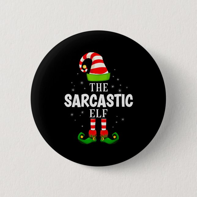 The Sarcastic Elf Christmas Pjs Matching Pajama  Button (Vorderseite)