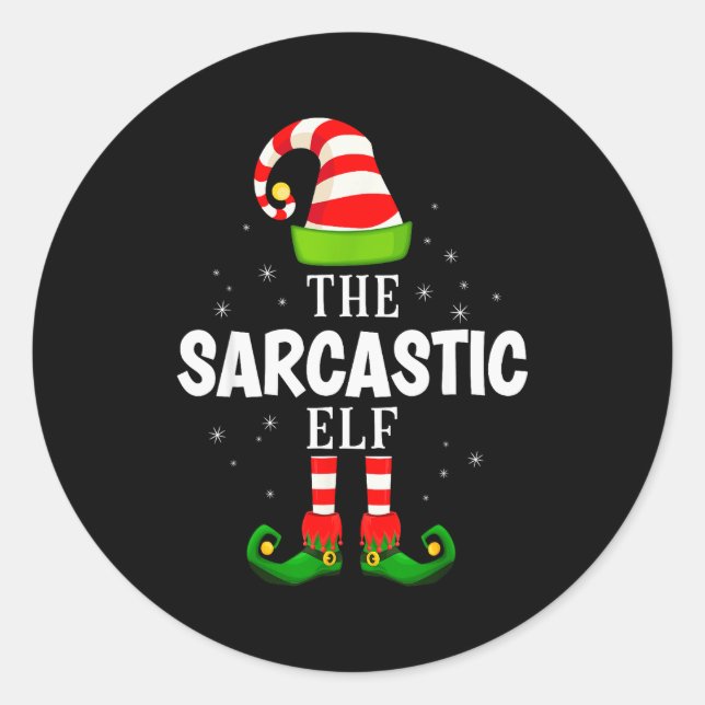 The Sarcastic Elf Christmas Pjs Matching Pajama  Runder Aufkleber (Vorderseite)