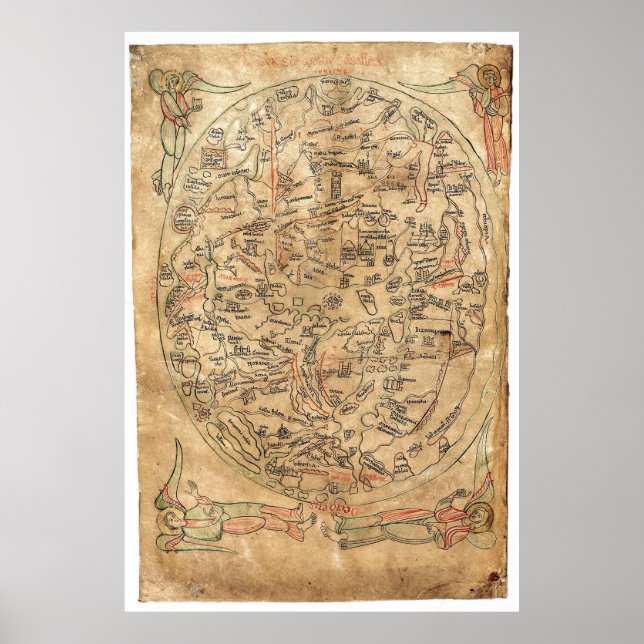 The Sawley Map Imago Mundi Honorius Augustodunensi Poster (Vorne)