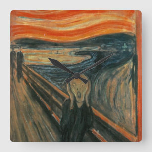 The Scream - Edvard Munch Quadratische Wanduhr