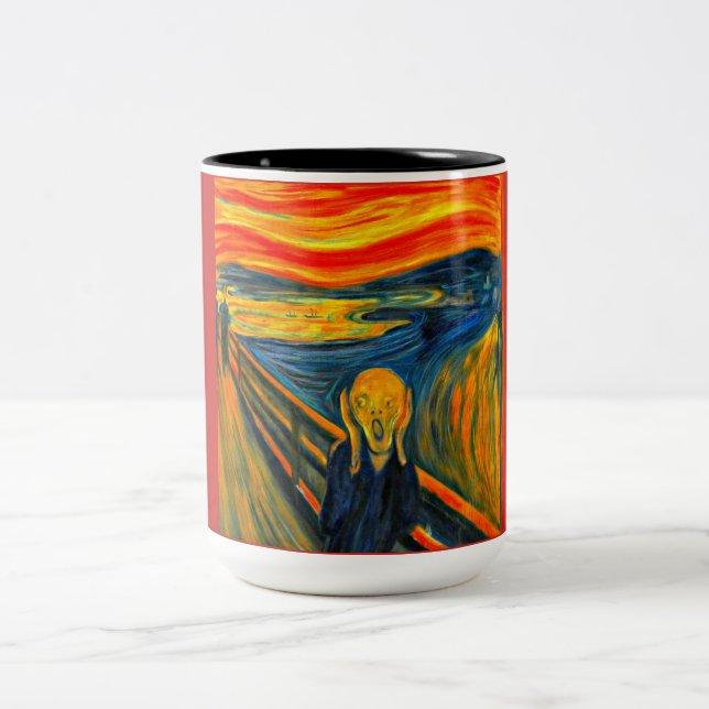 The Scream, FI Art by Munch, Zweifarbige Tasse (Mittel)