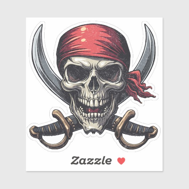 The Sea Pirate Tavern - Skull in Bones Aufkleber (Blatt)