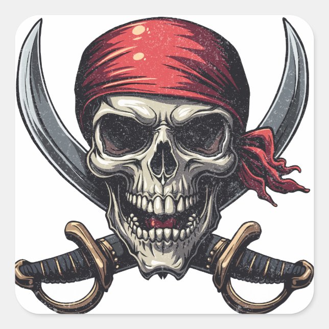 The Sea Pirate Tavern - Skull in Bones Quadratischer Aufkleber (Vorderseite)