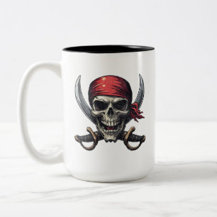 The Sea Pirate Tavern - Skull in Bones Zweifarbige Tasse