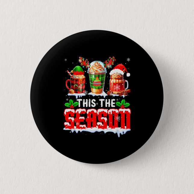 The Season Christmas Three Santa Reindeer Elf Coff Button (Vorderseite)