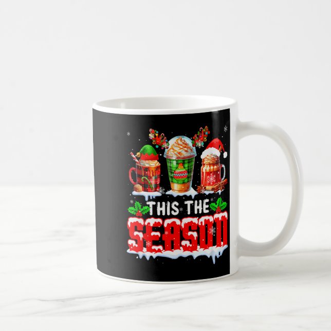 The Season Christmas Three Santa Reindeer Elf Coff Kaffeetasse (Rechts)