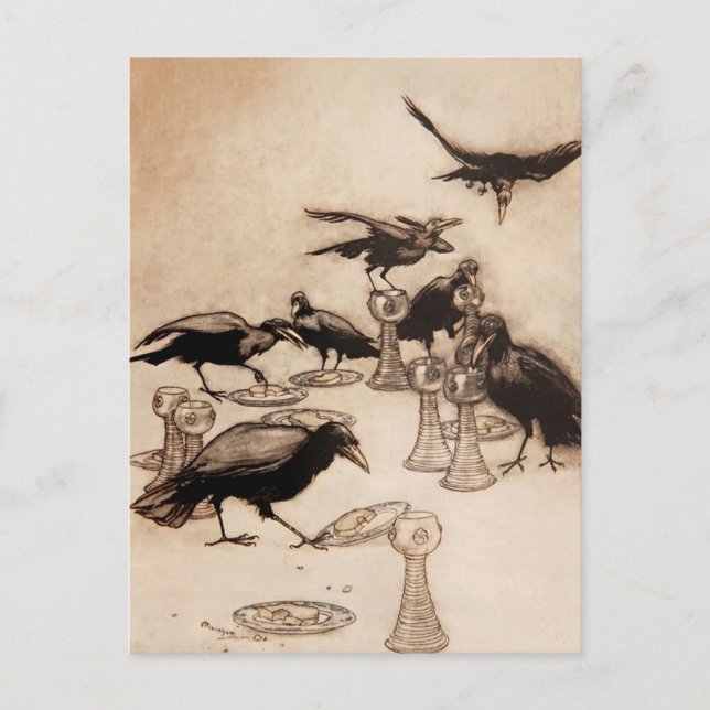 "The Seven Ravens" Wasserfarbe von Arthur Rackham Postkarte (Vorderseite)