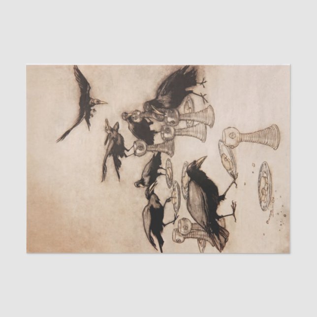 "The Seven Ravens" Wasserfarbe von Arthur Rackham Seidenpapier (Vorderseite)