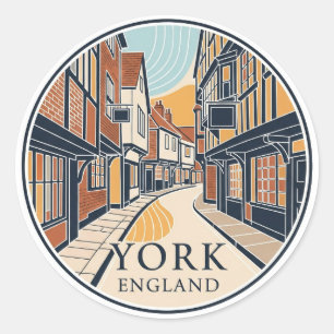The Shambles in York England Runder Aufkleber