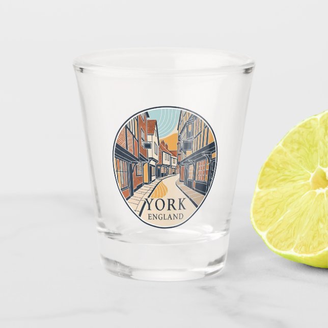 The Shambles in York England Schnapsglas (Vorderseite)