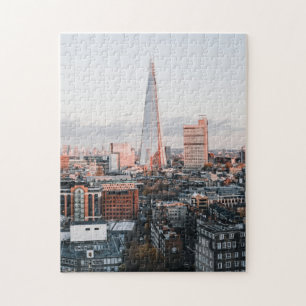 The Shard in London, England Sunset Urban Panorama