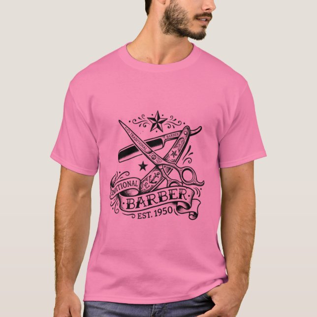 The Sharp Edge | Old-School Barber Flash Grafik T T-Shirt (Vorderseite)