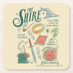 THE SHIRE™ Wasserfarben-Collage-Grafik Rechteckiger Pappuntersetzer