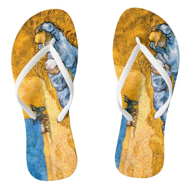 The Siesta (1890) Vincent Van Gogh Wheatfield Art Flip Flops (Fußbett)