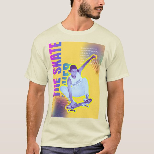 The Skate Lover - T-shirt couleur crème masculine  (Devant)