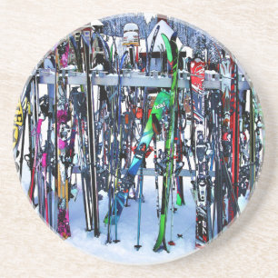 The Ski Party - Skis and Poles Getränkeuntersetzer