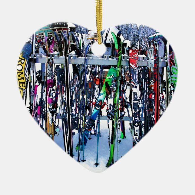 The Ski Party - Skis and Poles Keramik Ornament (Vorne)