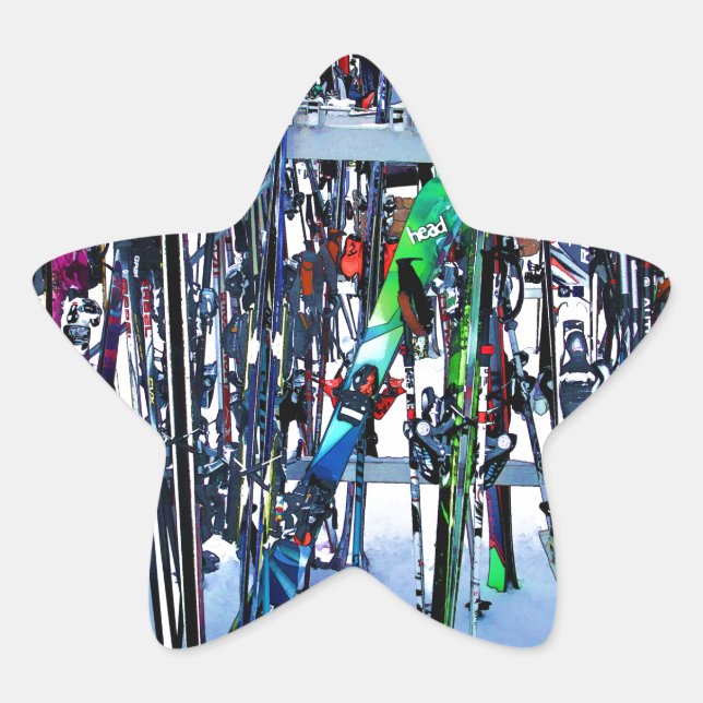 The Ski Party - Skis and Poles Stern-Aufkleber (Vorderseite)