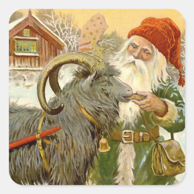 "The Sled Goat" von Jenny Nystrom Quadratischer Aufkleber (Vorderseite)