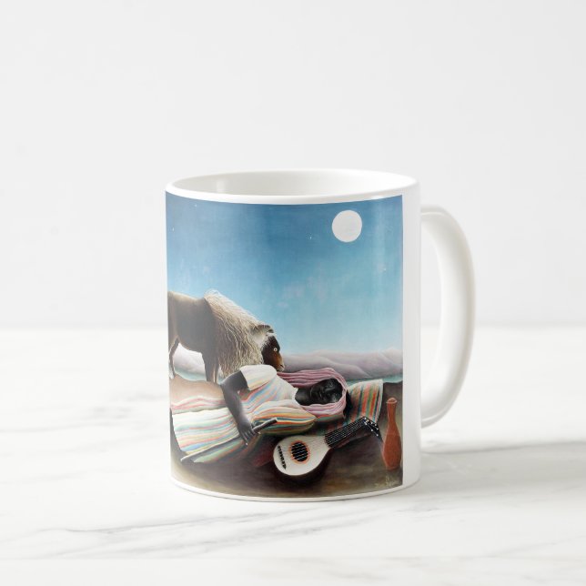 The Sleeping Sinti und Roma, Henri Rousseau (1897) Kaffeetasse (VorderseiteRechts)